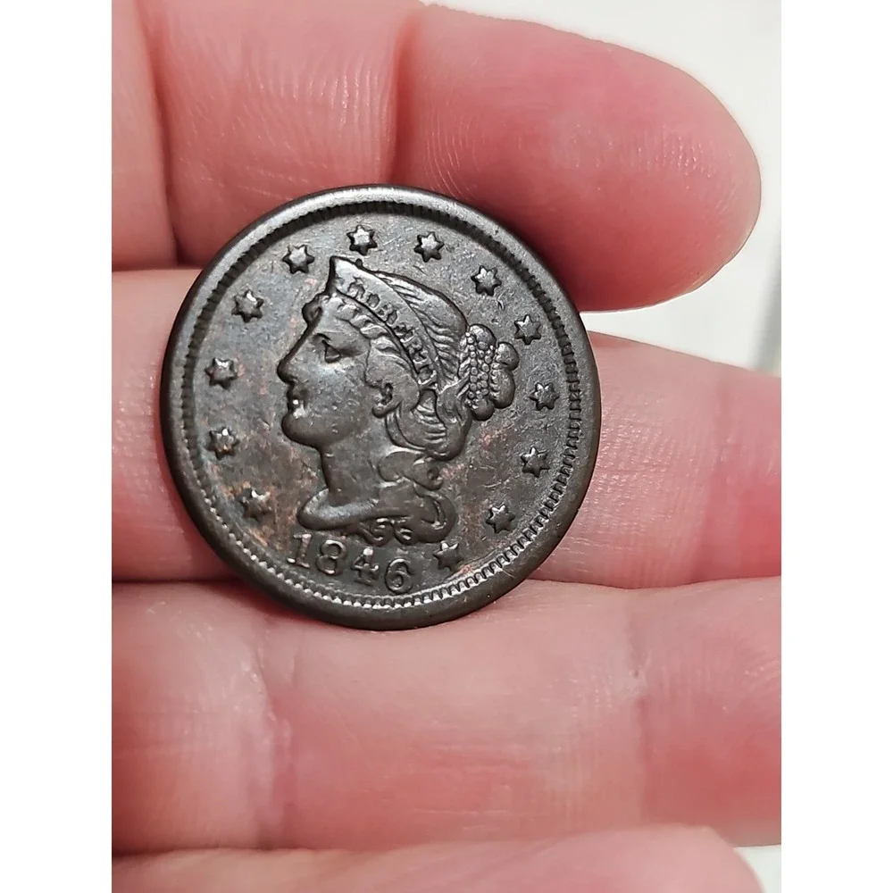 1845 BRAIDED HAIR HIGHGRADE LARGE CENT PENNY OLD US COINS